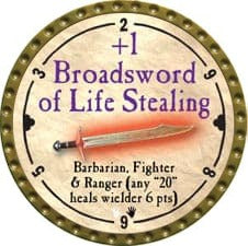 +1 Broadsword of Life Stealing - 2008 (Gold) - C136