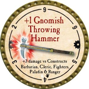 +1 Gnomish Throwing Hammer - 2013 (Gold) - C17